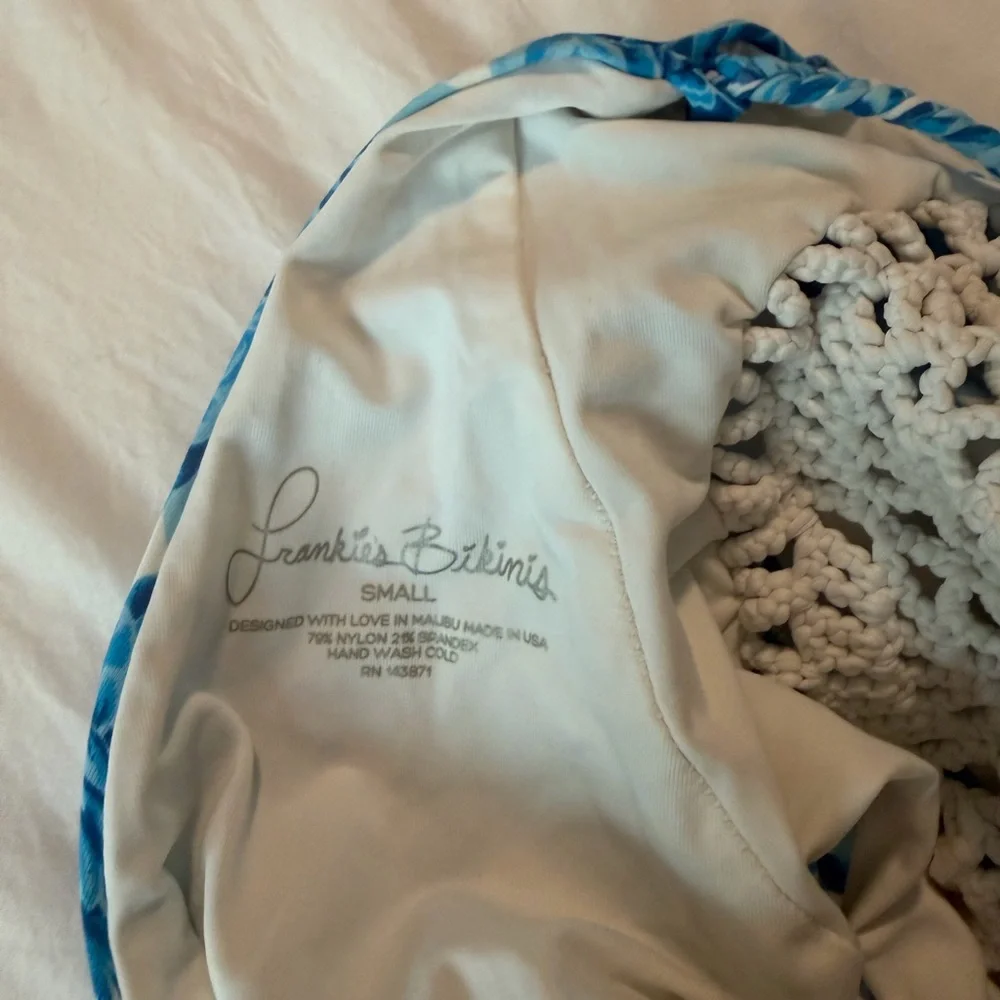 Frankie's Bikinis blue one piece swimsuit Size S